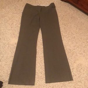 Dark tan, flare, pleated slacks